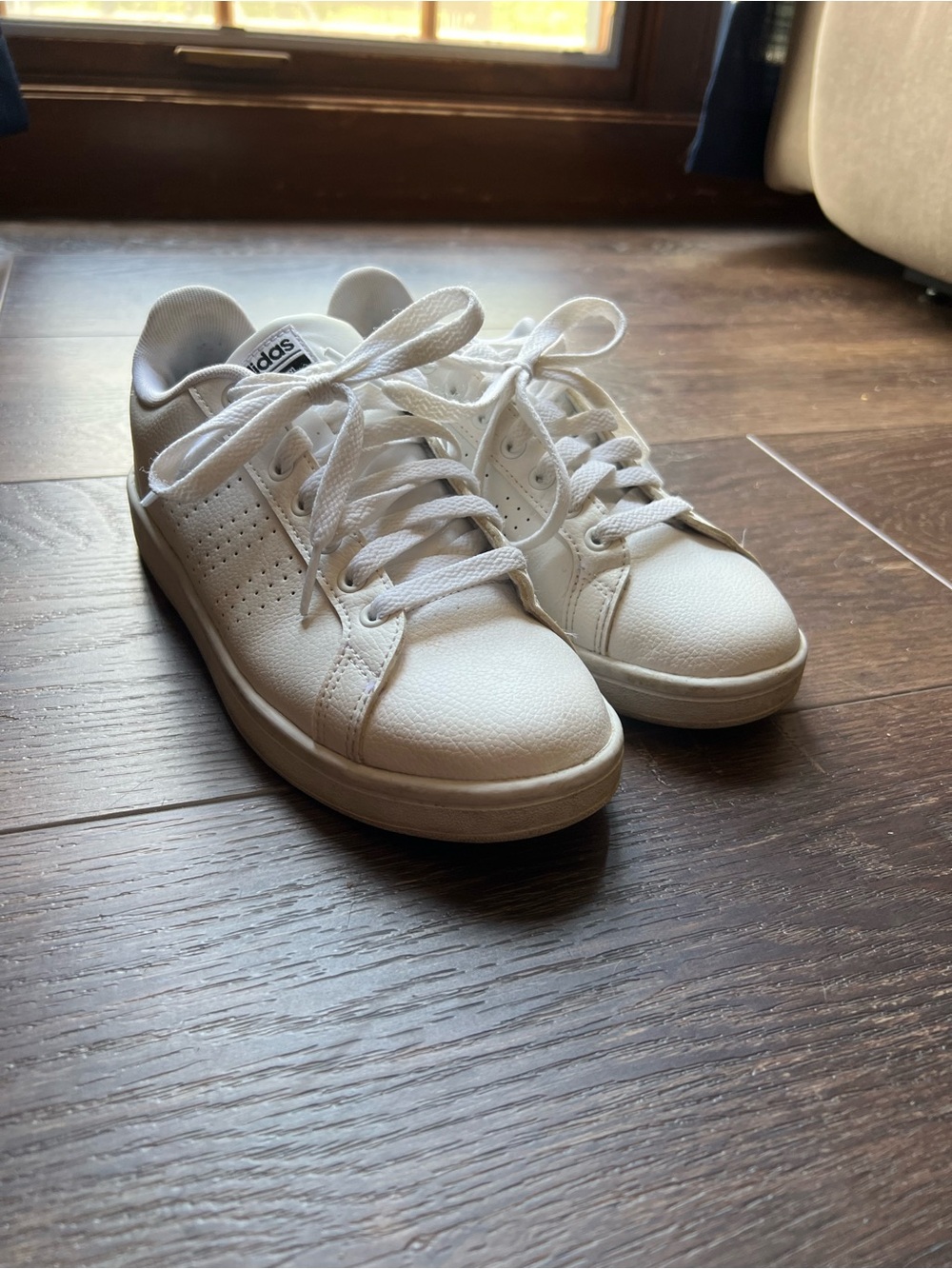 adidas Cloudfoam White Low-Top Leather Sneakers